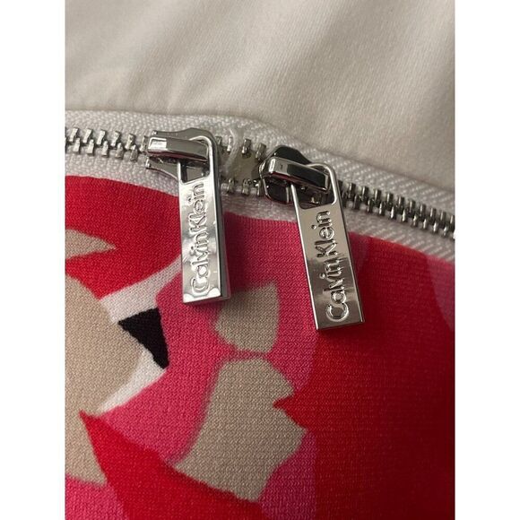 Calvin Klein Women Cream Multicolored Zip Accent Top Size M - Picture 4 of 9